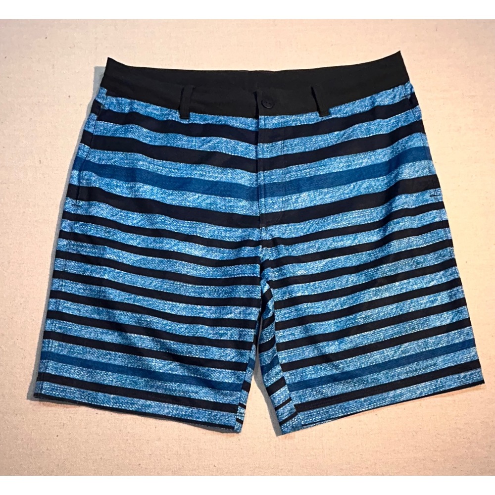 The North Face Mens 34 Blue Striped Hybrid Board Shorts Hiking Swim Trunks